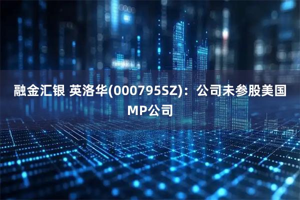 融金汇银 英洛华(000795SZ)：公司未参股美国MP公司