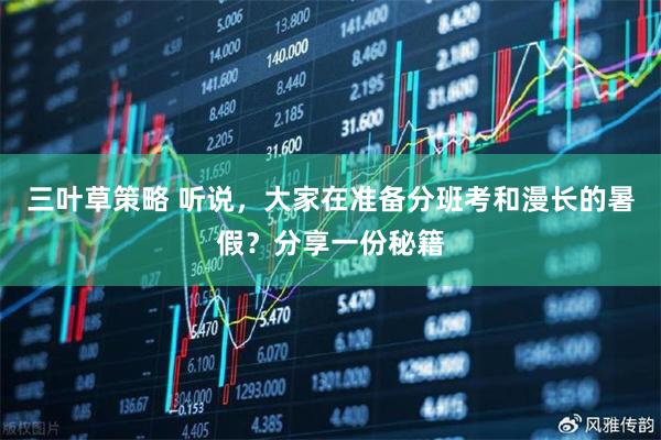 三叶草策略 听说,大家在准备分班考和漫长的暑假?分享一份秘籍