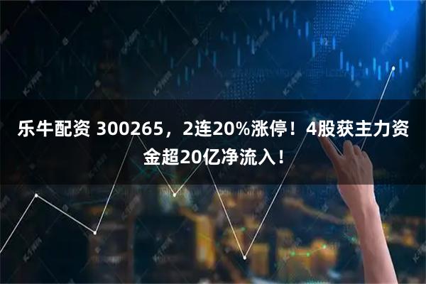乐牛配资 300265，2连20%涨停！4股获主力资金超20亿净流入！